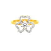 22k Yellow Cubic Zirconia Solitaire Fancy Clover  Rings in size 8 and total gold weight of 2.88g